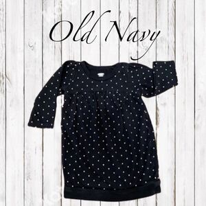 OLD NAVY Infant Dress Black Polka Dot Poof Casual Long Sleeve 6-12 M